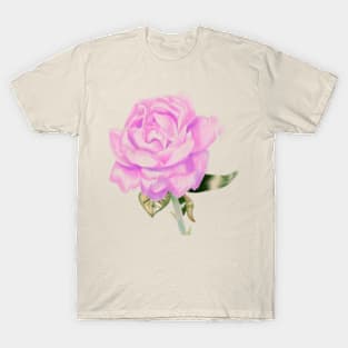 Purple & Pink Rose Sketch T-Shirt